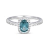 Thumbnail Image 3 of Cushion-Cut Oceanic Blue Topaz & White Lab-Created Sapphire Halo Ring Sterling Silver