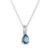 Thumbnail Image 2 of Pear-Shaped Oceanic Blue Topaz & White Lab-Created Sapphire Necklace Sterling Silver 18"