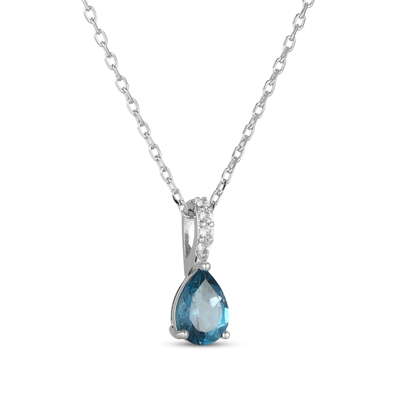 Main Image 2 of Pear-Shaped Oceanic Blue Topaz & White Lab-Created Sapphire Necklace Sterling Silver 18"