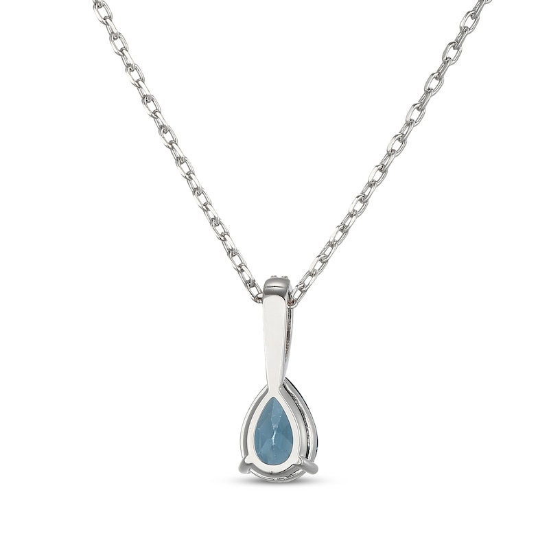 Main Image 3 of Pear-Shaped Oceanic Blue Topaz & White Lab-Created Sapphire Necklace Sterling Silver 18"