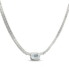 Thumbnail Image 3 of Cushion-Cut Oceanic Blue Topaz & White Lab-Created Sapphire Halo Necklace Sterling Silver 18"