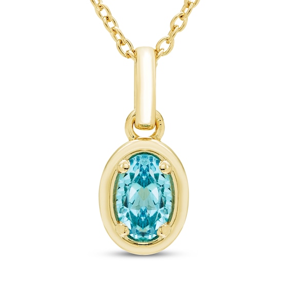 STUDIO BY KAY Oval-Cut Swiss Blue Topaz Solitaire Necklace 24K Yellow Gold Vermeil Sterling Silver 18"