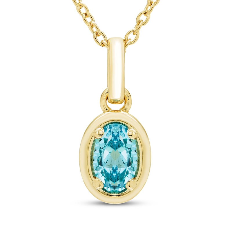 Main Image 1 of STUDIO BY KAY Oval-Cut Swiss Blue Topaz Solitaire Necklace 24K Yellow Gold Vermeil Sterling Silver 18"
