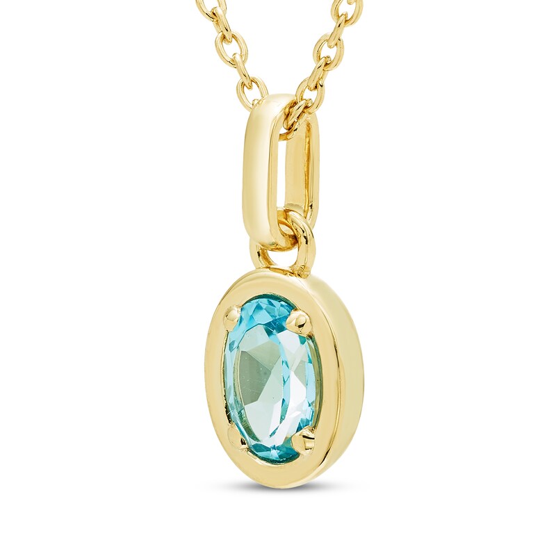 Main Image 2 of STUDIO BY KAY Oval-Cut Swiss Blue Topaz Solitaire Necklace 24K Yellow Gold Vermeil Sterling Silver 18"