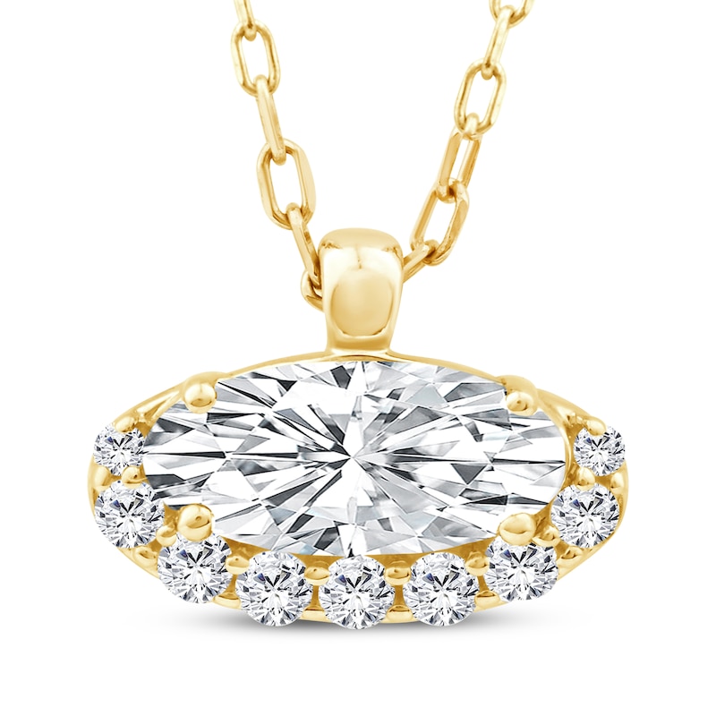 Main Image 1 of KAY Lab-Grown Diamonds Moval Old-Cut Necklace 1/2 ct tw 10K Yellow Gold 18"