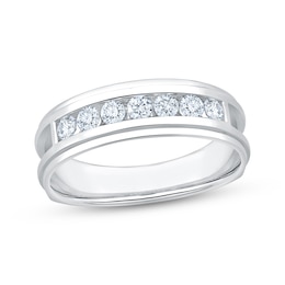 Kay Signature Collection Lab-Grown Diamonds Men's Seven-Stone Wedding Band 1/2 ct tw 10K White Gold
