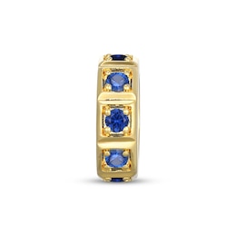 STUDIO BY KAY Blue Lab-Created Sapphire Squared Frame Rondelle Charm 24K Yellow Gold Vermeil Sterling Silver