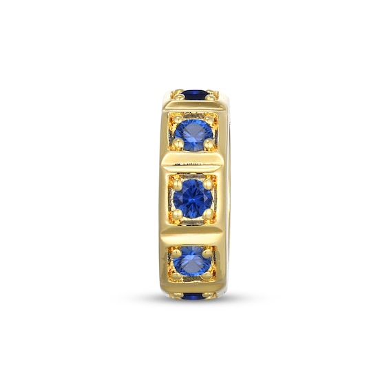 STUDIO BY KAY Blue Lab-Created Sapphire Squared Frame Rondelle Charm 24K Yellow Gold Vermeil Sterling Silver