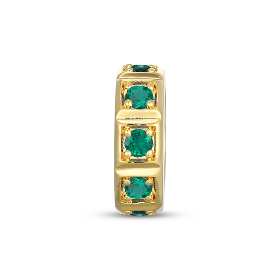 STUDIO BY KAY Squared-Frame Lab-Created Emerald Rondelle Charm 24K Yellow Gold Vermeil Sterling Silver