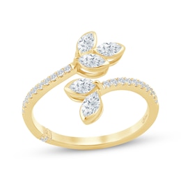 Monique Lhuillier Bliss Certified Marquise & Round-Cut Lab-Grown Diamond Bypass Ring 1/2 ct tw 24K Yellow Gold Vermeil Sterling Silver