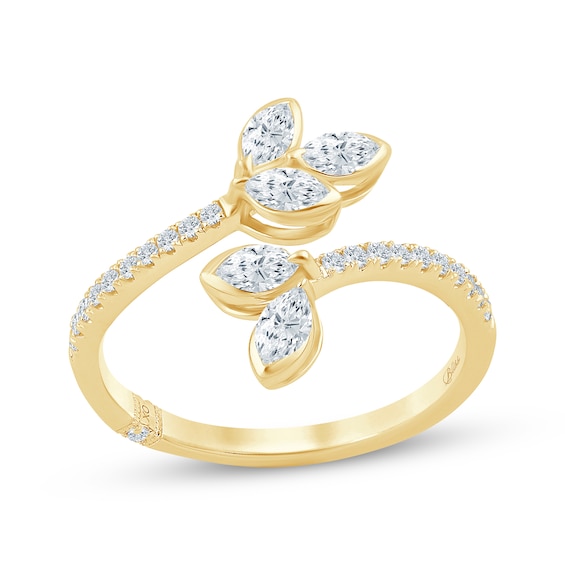Monique Lhuillier Bliss Certified Marquise & Round-Cut Lab-Grown Diamond Bypass Ring 1/2 ct tw 24K Yellow Gold Vermeil Sterling Silver
