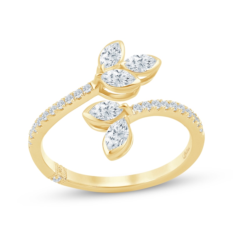 Main Image 1 of Monique Lhuillier Bliss Certified Marquise & Round-Cut Lab-Grown Diamond Bypass Ring 1/2 ct tw 24K Yellow Gold Vermeil Sterling Silver
