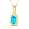 Thumbnail Image 2 of STUDIO BY KAY Emerald-Cut Swiss Blue Topaz Solitaire Necklace 24K Yellow Gold Vermeil Sterling Silver 18"