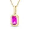 Thumbnail Image 2 of STUDIO BY KAY Emerald-Cut Pink Lab-Created Sapphire Solitaire Necklace 24K Yellow Gold Vermeil Sterling Silver 18"
