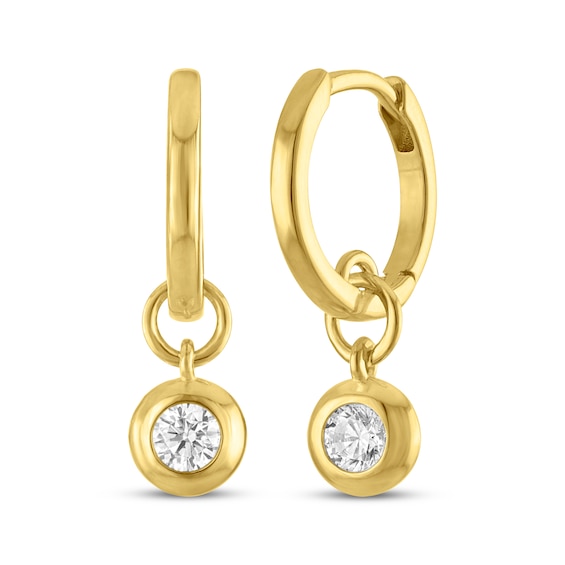 STUDIO BY KAY Lab-Grown Diamond Solitaire Hoop Drop Earrings 1/5 ct tw 24K Yellow Gold Vermeil Sterling Silver