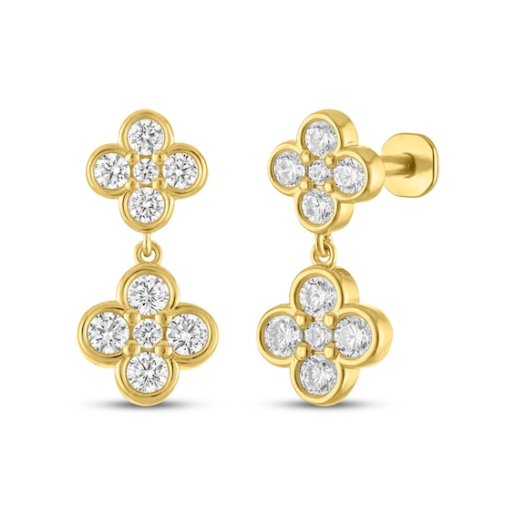 STUDIO BY KAY Lab-Grown Diamond Double Clover Dangle Earrings 1/2 ct tw 24K Yellow Gold Vermeil Sterling Silver
