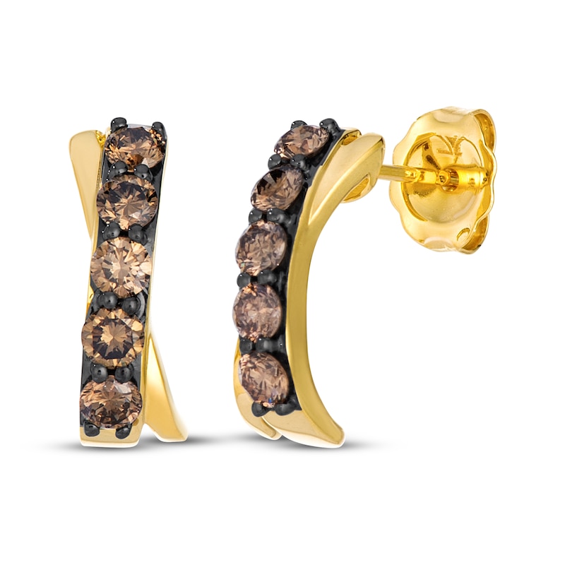 Main Image 1 of Le Vian Diamond 'X' Stud Earrings 5/8 ct tw 14K Honey Gold
