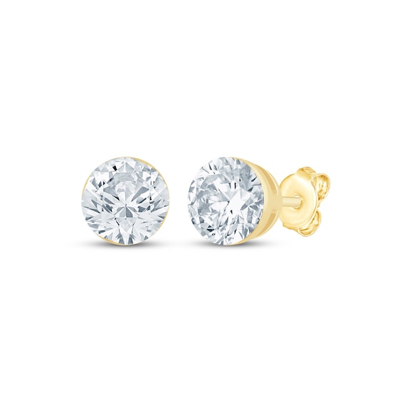 KAY Lab-Grown Diamonds Round-Cut Solitaire Stud Earrings 2 ct tw 10K Yellow Gold (F/VS2)