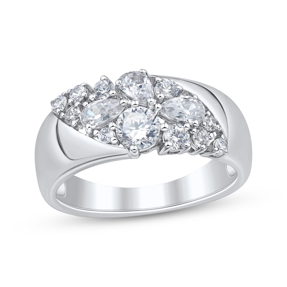 KAY Lab-Grown Diamonds Pear-Shaped & Round-Cut Cluster Cigar Band 1 ct tw 10K White Gold