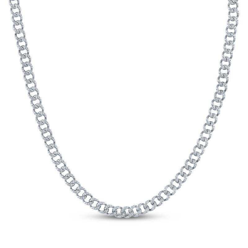 Main Image 1 of KAY Lab-Grown Diamonds 7.1mm Curb Chain Necklace 4-1/2 ct tw Sterling Silver 20"