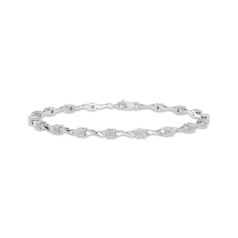 Main Image 1 of Diamond Twist Link Bracelet 1/10 ct tw Sterling Silver 7.25"