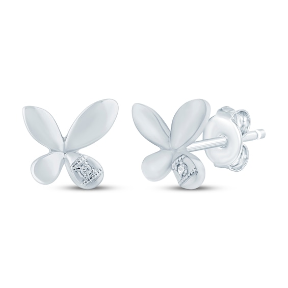 Monique Lhuillier Bliss Lab-Grown Diamond Accent Butterfly Stud Earrings Platinum-Plated Sterling Silver