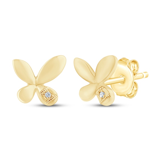 Monique Lhuillier Bliss Lab-Grown Diamond Accent Butterfly Stud Earrings 24K Yellow Gold Vermeil Sterling Silver