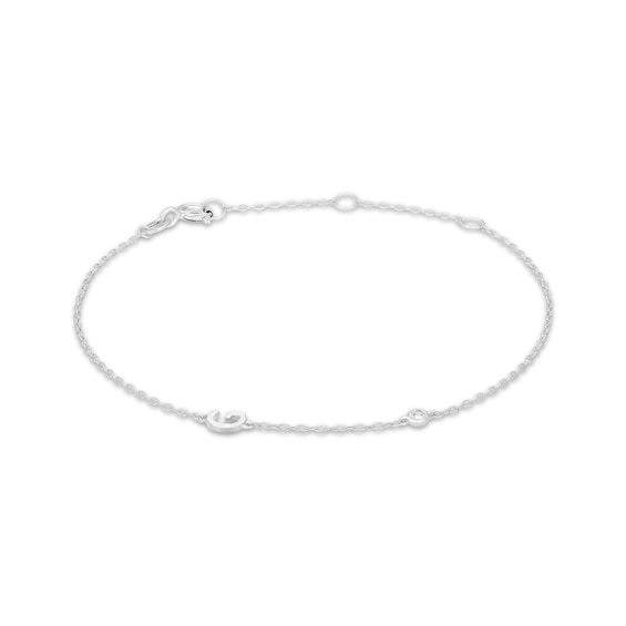 Rocksbox The Sideways Initial Lab-Grown Diamond "G" Bracelet Sterling Silver 8"