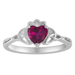 Birthstone Celtic Heart Ring (1 Stone and 2 Lines)