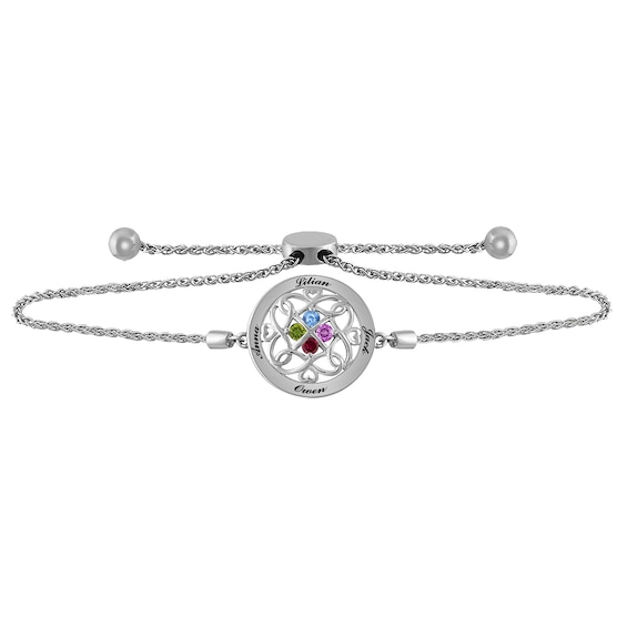 Bolo Colored Stone Family & Mother's Bracelet (4 Stones and Lines)