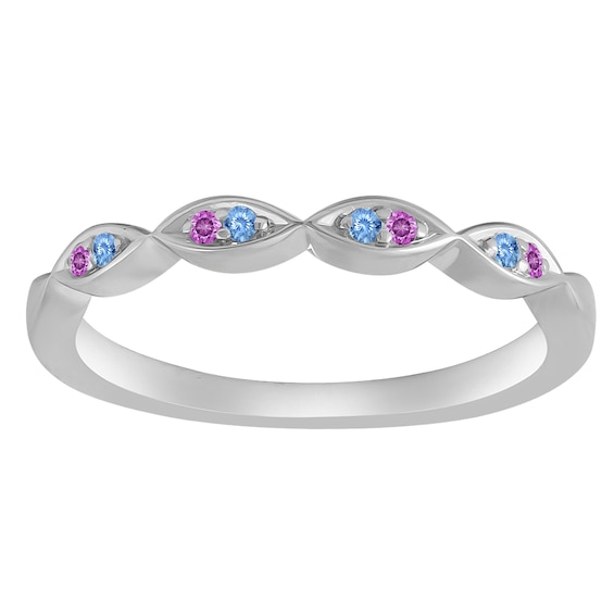 Family & Mother's Stackable Birthstone Band (2 Stones)