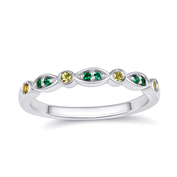 Family & Mother's Stackable Alternating Birthstone Band (2 Stones)