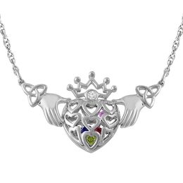 Birthstone Family & Mother's Claddagh Necklace (2-5 Stones)