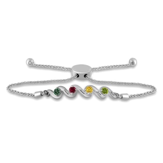 Bolo Colored Stone Family & Mother's Bracelet (1-4 Stones and Lines)