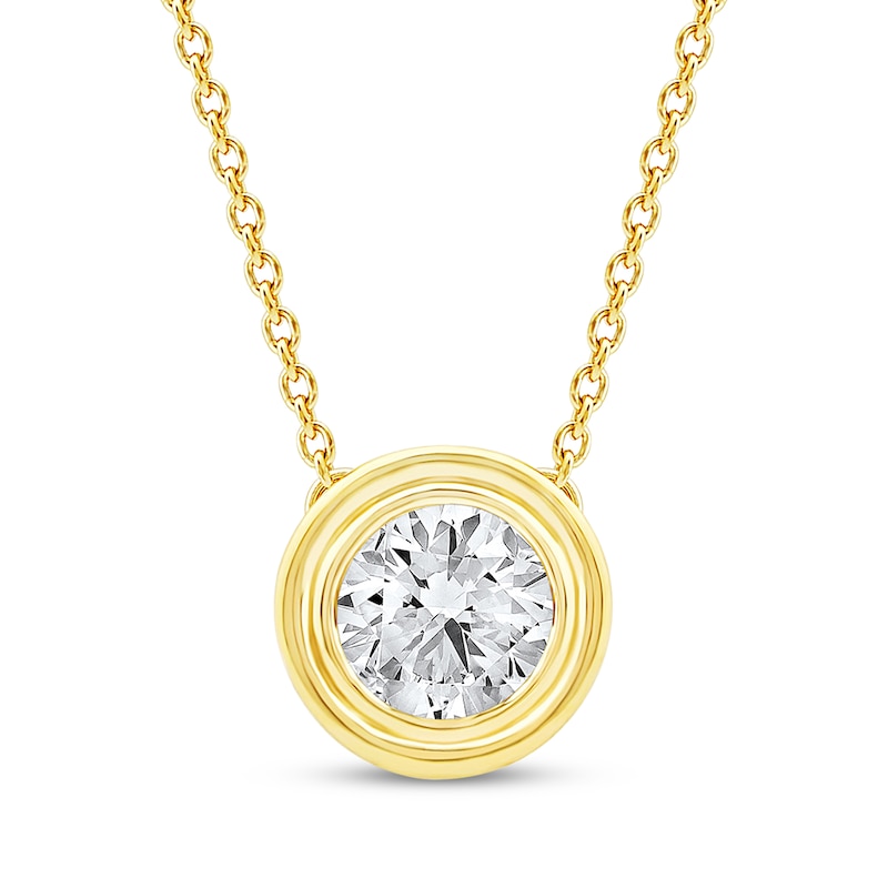 Main Image 1 of KAY Lab-Grown Diamonds Round-Cut Bezel-Set Solitaire Necklace 1/2 ct tw 10K Yellow Gold (F/SI2) 18"