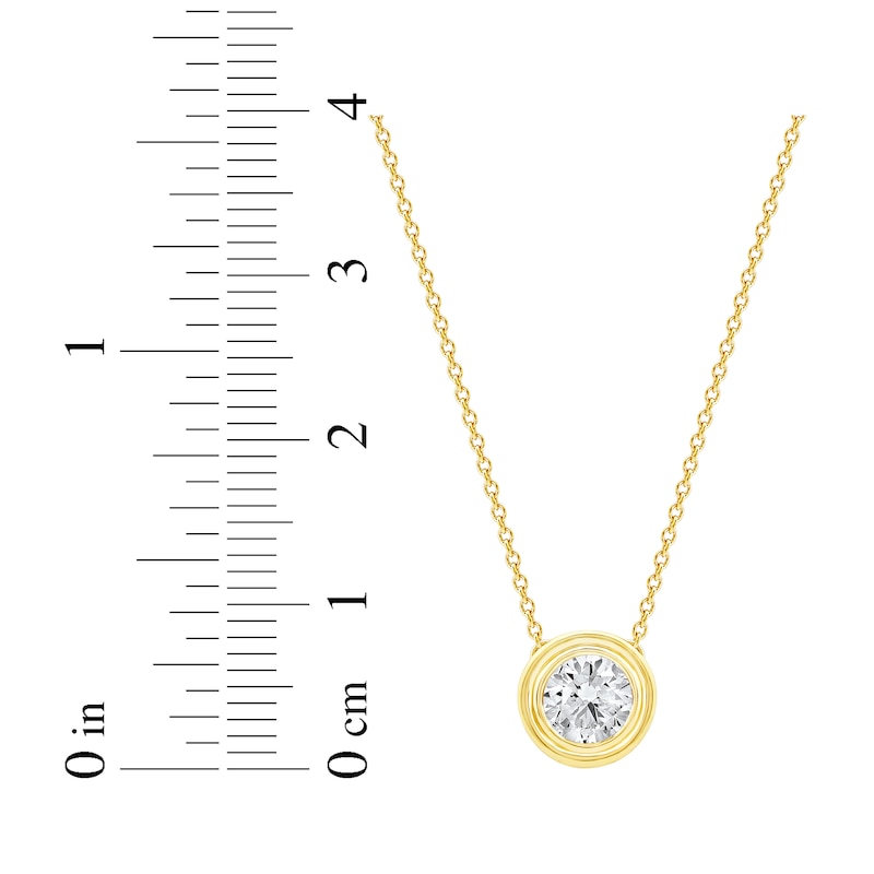 Main Image 5 of KAY Lab-Grown Diamonds Round-Cut Bezel-Set Solitaire Necklace 1/2 ct tw 10K Yellow Gold (F/SI2) 18"