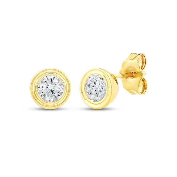 KAY Lab-Grown Diamonds Round-Cut Bezel-Set Solitaire Stud Earrings 1/2 ct tw 10K Yellow Gold (F/SI2)