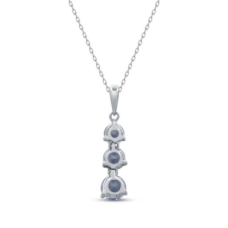 Main Image 3 of Aquamarine Three-Stone Drop Necklace Sterling Silver 18"