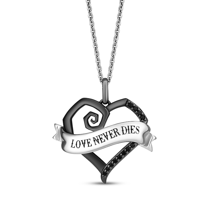 Main Image 1 of Disney Treasures The Nightmare Before Christmas Black Diamond Heart Necklace 1/10 ct tw Sterling Silver 19"