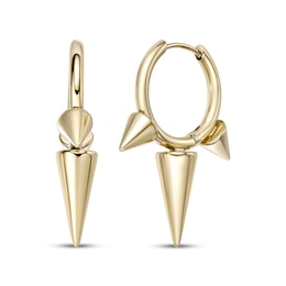 Men's Elongated Spike Hoop Earrings Yellow Ion-Plated Stainless Steel