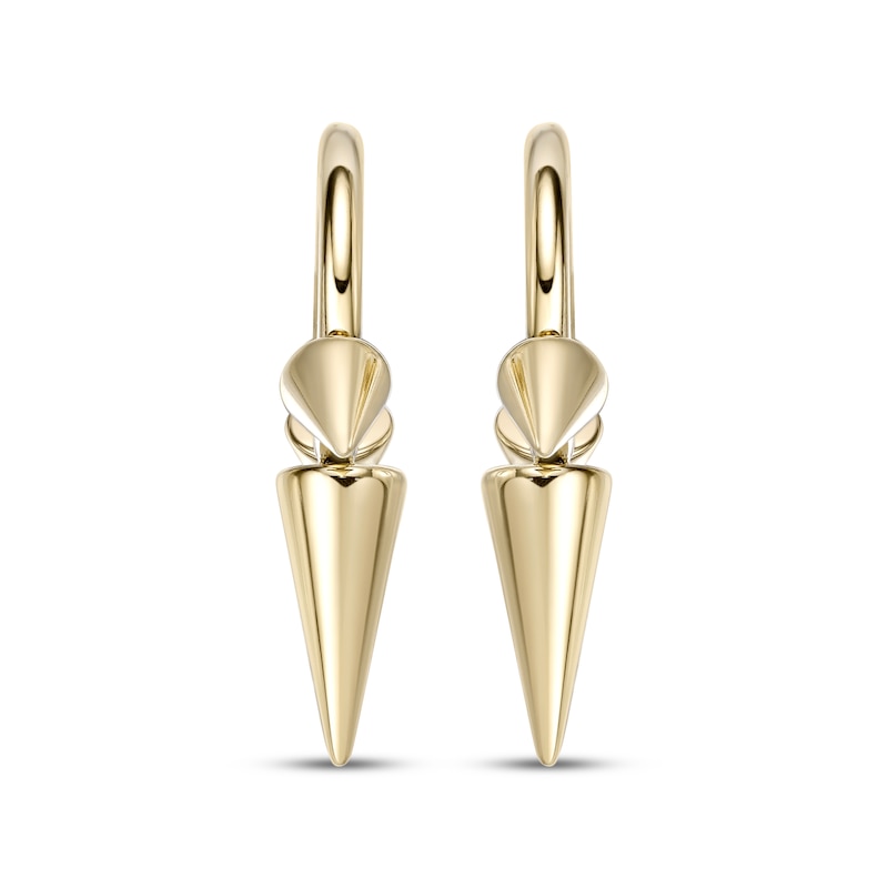 Main Image 2 of Men's Elongated Spike Hoop Earrings Yellow Ion-Plated Stainless Steel