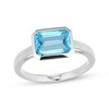 Thumbnail Image 1 of STUDIO BY KAY Emerald-Cut Swiss Blue Topaz Bezel-Set Solitaire Ring Sterling Silver