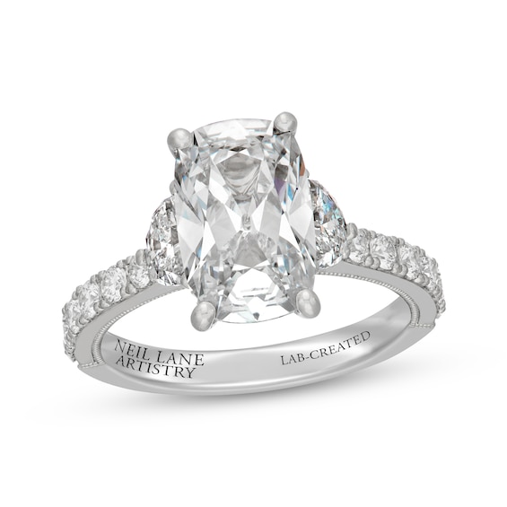 Neil Lane Artistry Heritage Cushion-Cut Lab-Grown Diamond Engagement Ring 4 ct tw Platinum