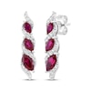 Thumbnail Image 1 of Marquise-Cut Lab-Created Ruby & White Lab-Created Sapphire Graduated Three-Stone Drop Earrings Sterling Silver