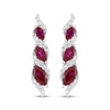 Thumbnail Image 2 of Marquise-Cut Lab-Created Ruby & White Lab-Created Sapphire Graduated Three-Stone Drop Earrings Sterling Silver