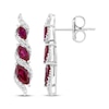 Thumbnail Image 3 of Marquise-Cut Lab-Created Ruby & White Lab-Created Sapphire Graduated Three-Stone Drop Earrings Sterling Silver