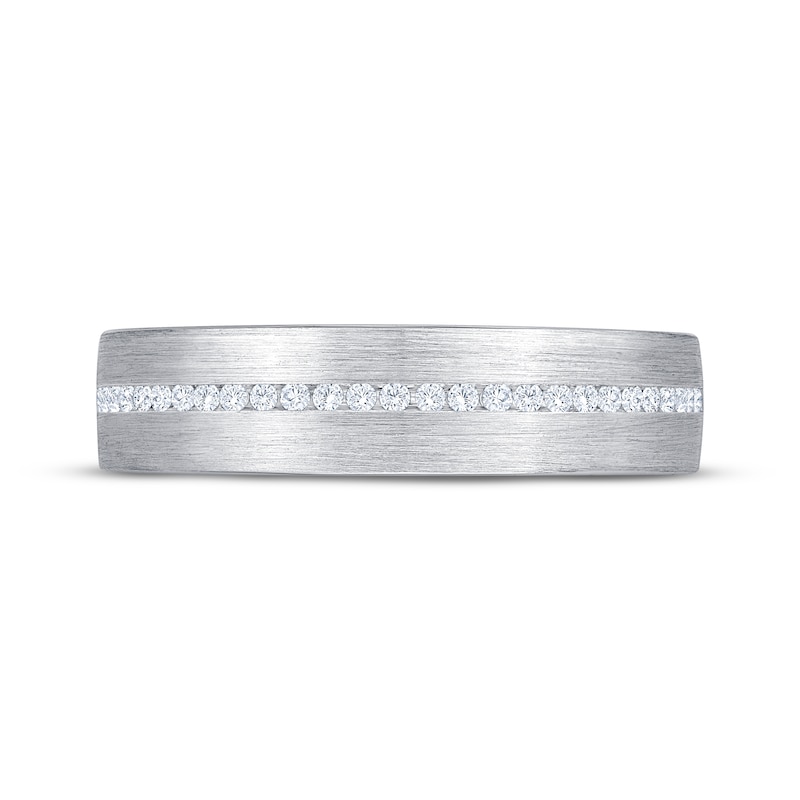 Main Image 3 of Now + Forever Men's White & Black Diamond Brushed Wedding Band 5/8 ct tw 10K White Gold