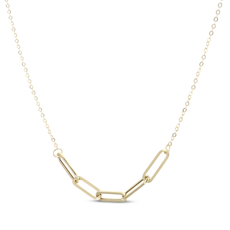 Main Image 2 of Paperclip Link Necklace Hollow 10K Yellow Gold 18"