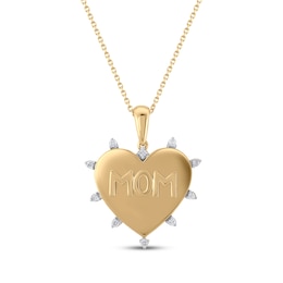 STUDIO BY KAY Diamond "Mom" Heart Necklace 1/10 ct tw 24K Yellow Gold Vermeil Sterling Silver 18"