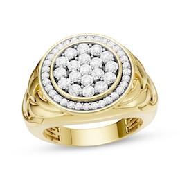 STUDIO BY KAY Men's Lab-Grown Diamond Halo Ring 1 ct tw 24K Yellow Gold Vermeil Sterling Silver